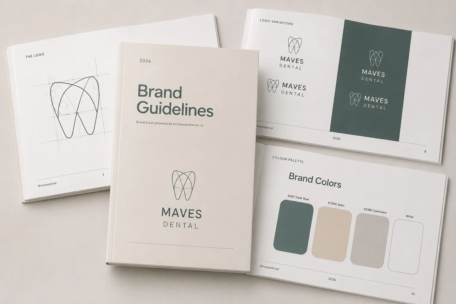 MAVES DENTAL BRAND GUIDELINES — mock-up tipărit